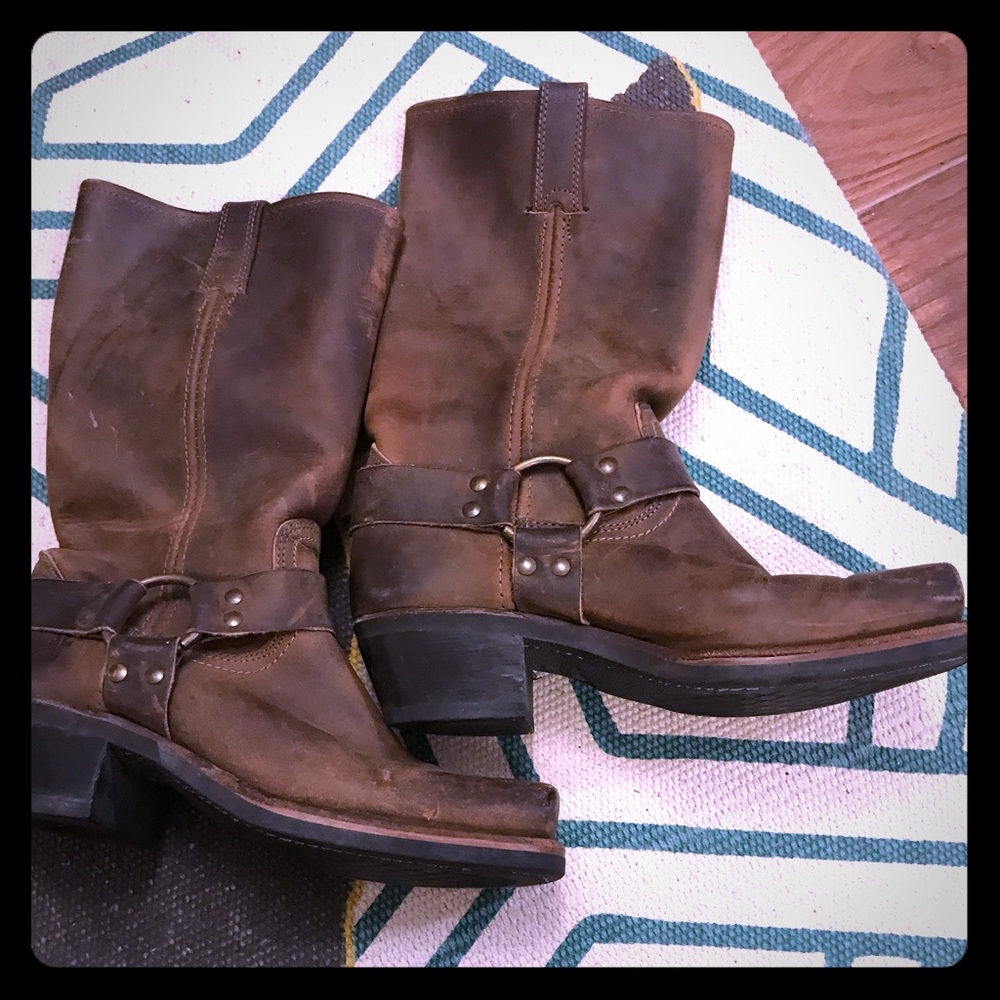 Frye harness boots in brown